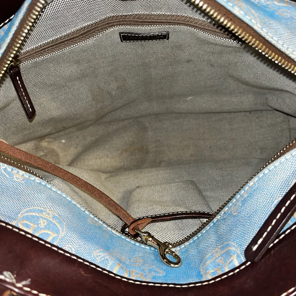 Dooney & Bourke Blue and Brown Tote Bag - Picture 5 of 7